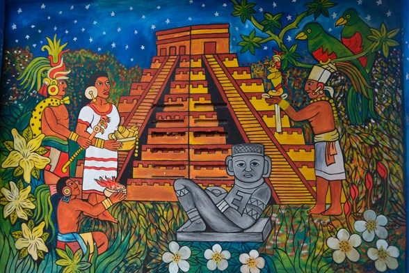 Mural em loja de artesanatos de Kaua, Yucatán. (Foto por Alejandra Ramírez).