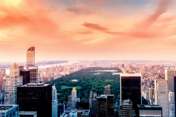 Vista de Nova York e do Central Park do alto