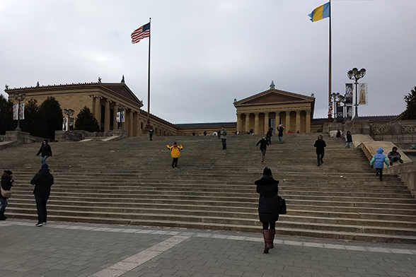 Escadaria do Museu de Arte da Filadélfia, onde foi gravada a cena icônica de Rocky Balboa. (Foto: Natália Grandi)