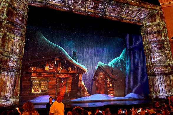 intervalo neve Anna Elsa broadway musical palco frozen